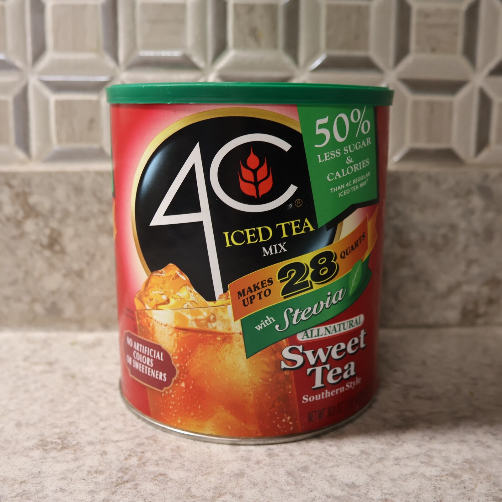 4C Drink Mix, Iced Tea, 36.9 Oz, All Natural Sweet Tea 1 Count – 28 quarts