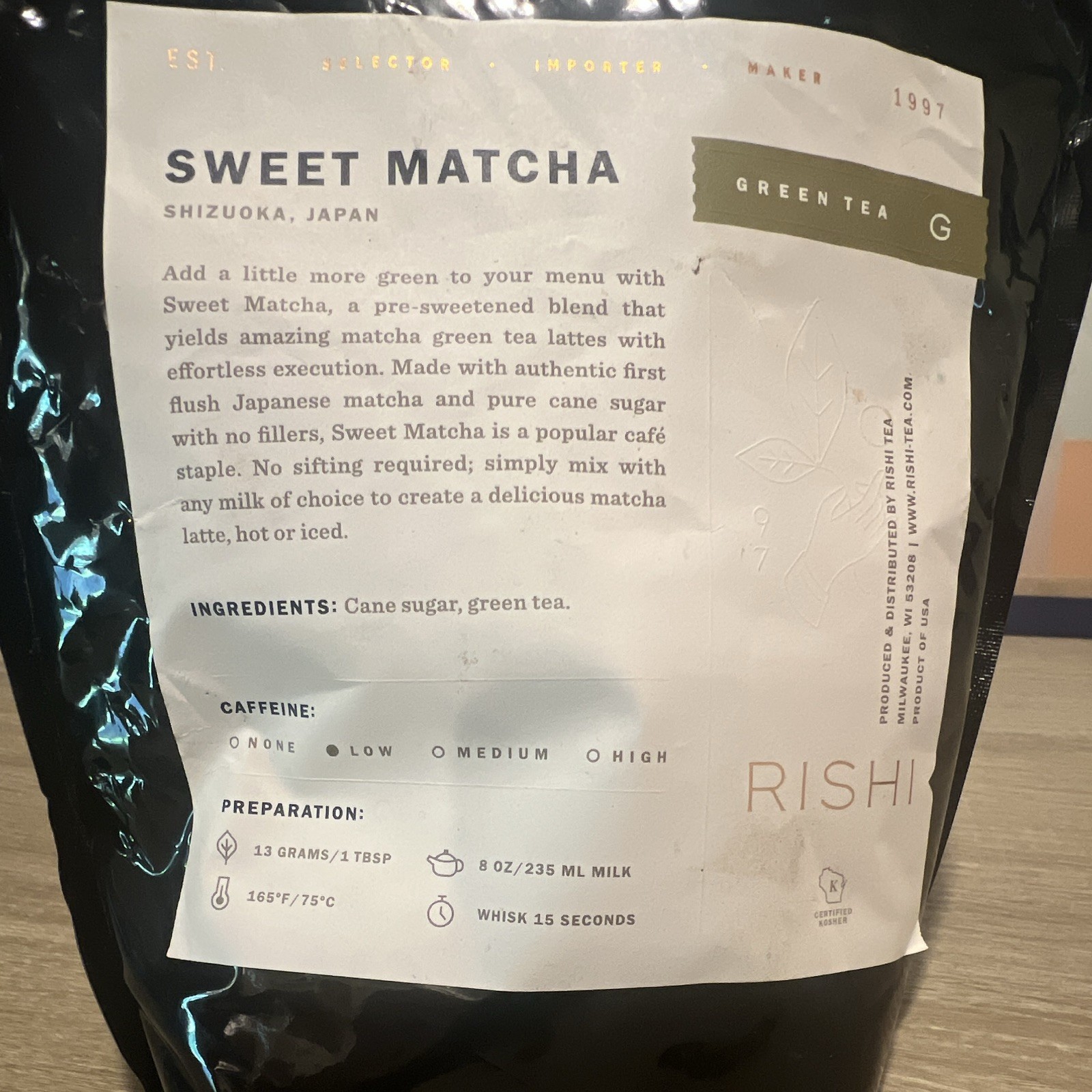 Rishi Sweet Matcha Green Tea Powder, Sweet Flavor, 2.2 lb (1 kg) Japanese