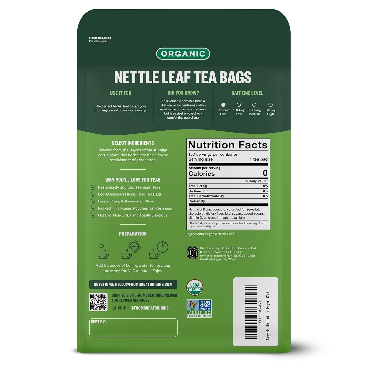 Resealable Bag – Caffeine-Free Nettle Leaf Tea