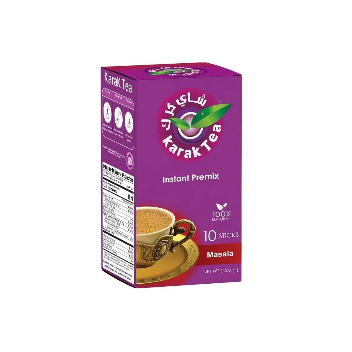 Karak Tea Instant Masala Chai 10 Sticks Rich Masala Flavor, Authentic Taste