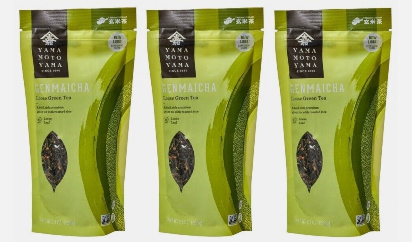 Japanese Yamamotoyama Genmaicha Green Tea w/ Roasted Rice 5.3oz (Pack of Three)