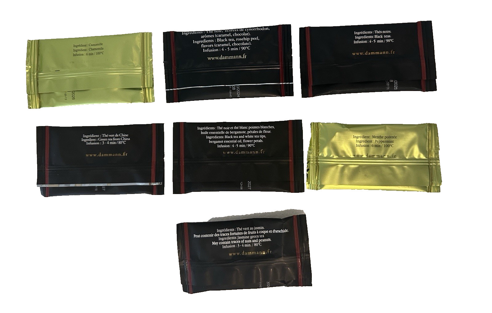35 DAMMANN FRERES Camomille Caramel Breakfast Gunpowder Early Grey Menthe Tea
