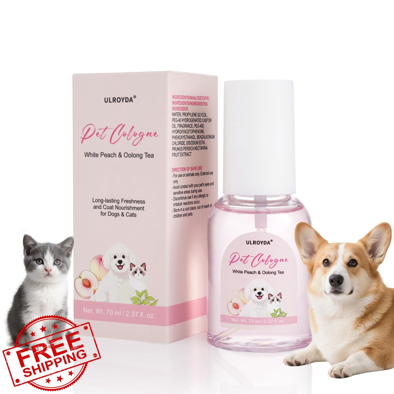ulroyda Pet Cologne White Peach Oolong Tea 2.37oz