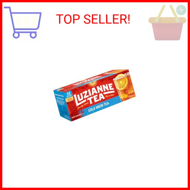 Luzianne Unsweetened Cold Brew Black Iced Tea Bags, Family Size, 22ct Box (Pack