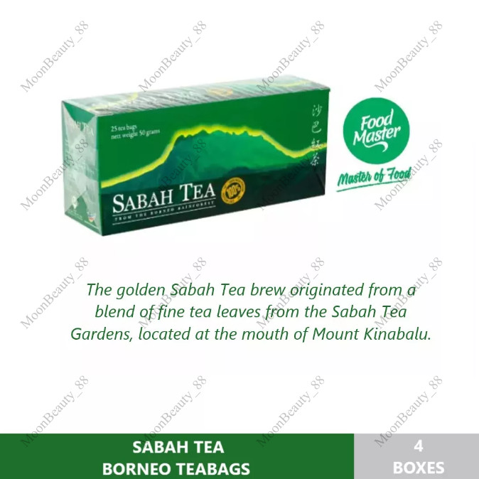 4 Boxes (100 TEABAGS) SABAH TEA BORNEO TEABAGS Halal Certifed