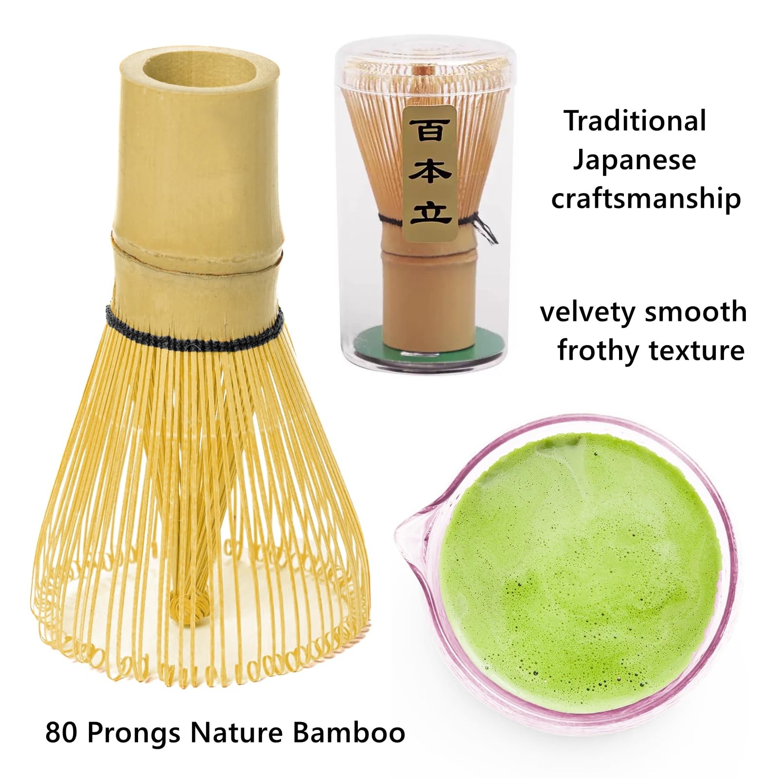 Pink Matcha Set Whisk, matcha Bowl with Spout,Glass Bow Matcha Cup for Iced C…