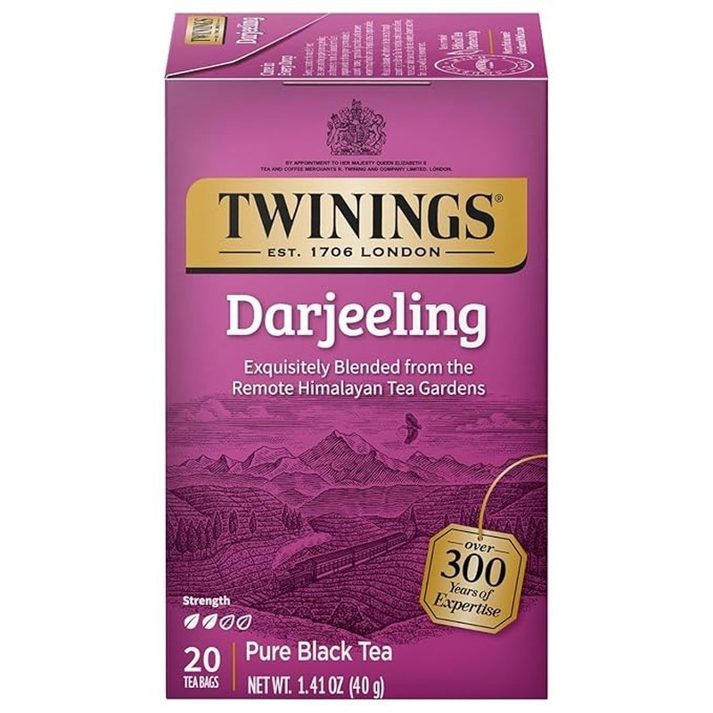 Twinings Darjeeling Black Tea Bags, Caffeinated, 20 Count, EXP: 8/13/27
