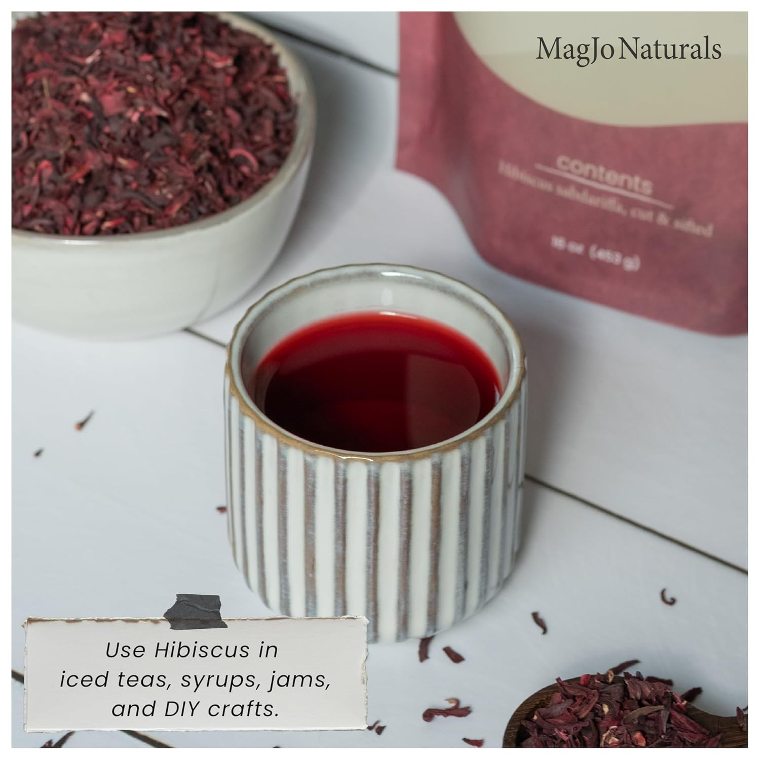 Naturals, Hibiscus Flowers 1LB (16 Oz) Hibiscus Tea Cut & Sifted Flowers, Flor D