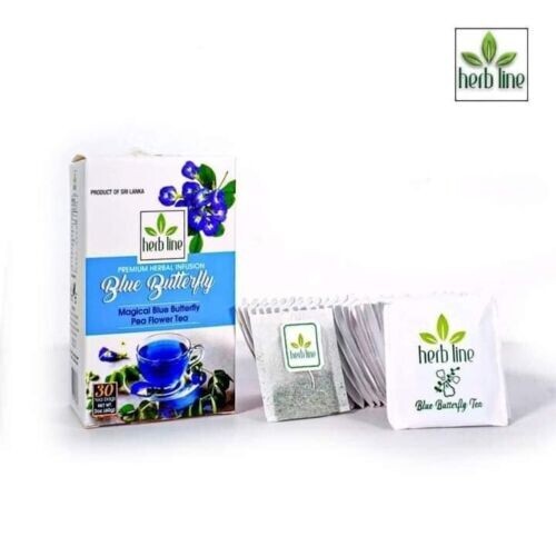 100% Natural Butterfly Pea Flower Tea Pure Organic Herbal Drink (30Pcs Tea Bags)