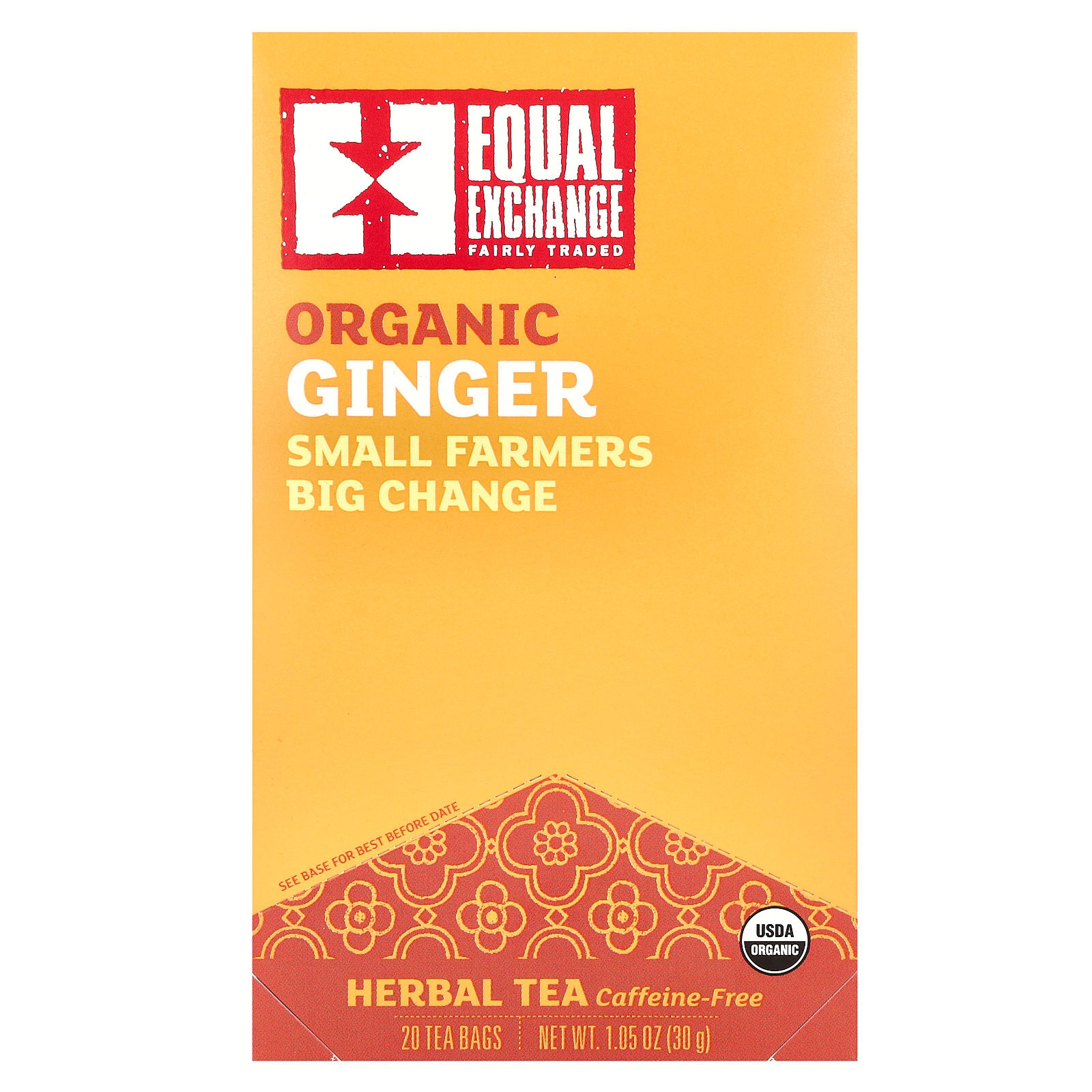 Organic Ginger, Herbal Tea, Caffeine Free, 20 Tea Bags, 1.05 oz (30 g)