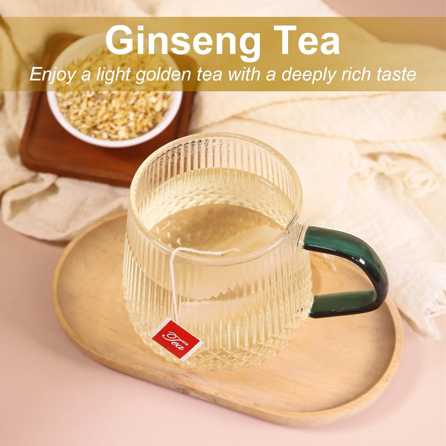 – Ginseng Tea, 40 Count – Pure Ginseng Root Tea Bags – Smooth Flavor – Boost Ene