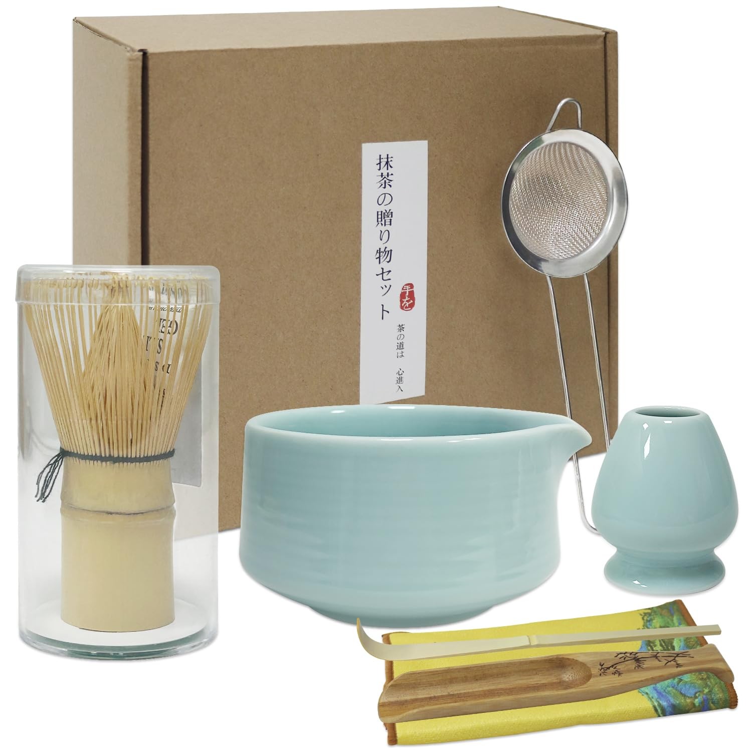 Matcha Whisk Set, Matcha Bowl with Spout, Bamboo Whisk, Scoop, Sifter, Whisk …