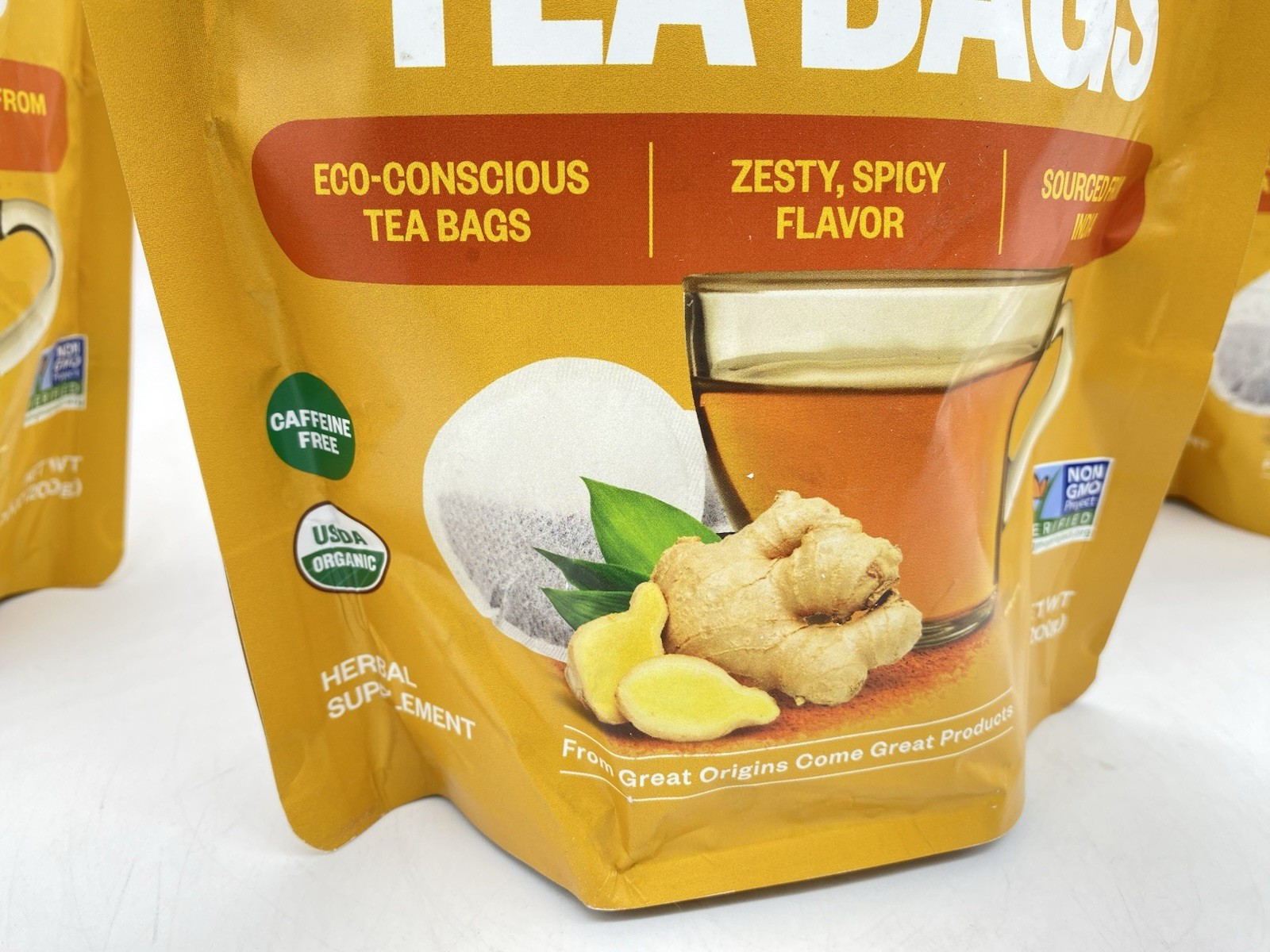 Organic Turmeric Ginger Tea – Eco-Conscious Tea Bags – 4 Pk. – 100 Count Each
