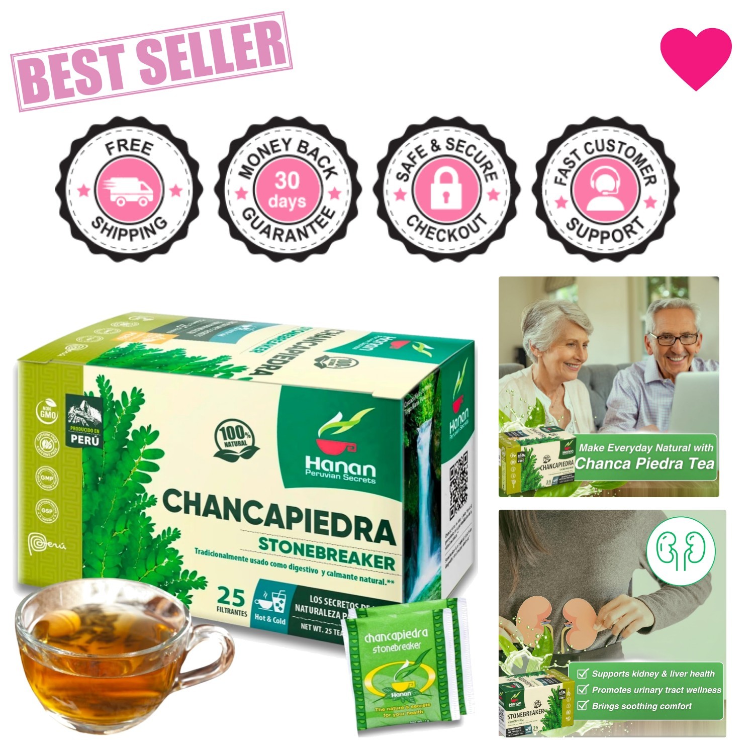 Hanan 25 Count Chanca Piedra Tea Bags – Kidney Health & Well-Being Booster