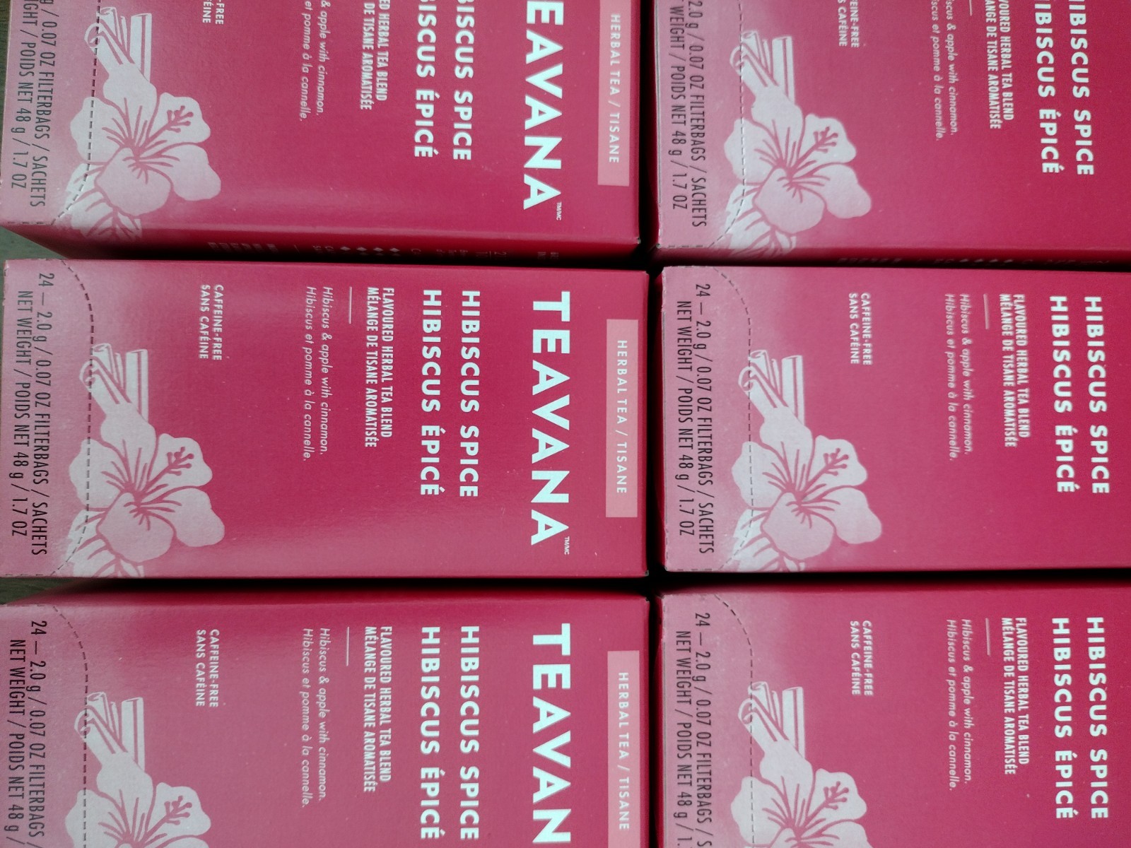 6 X Teavana Hibiscus Spice Tea 24 Ct Sachets Herbal Tea Box 144 Total Pcs