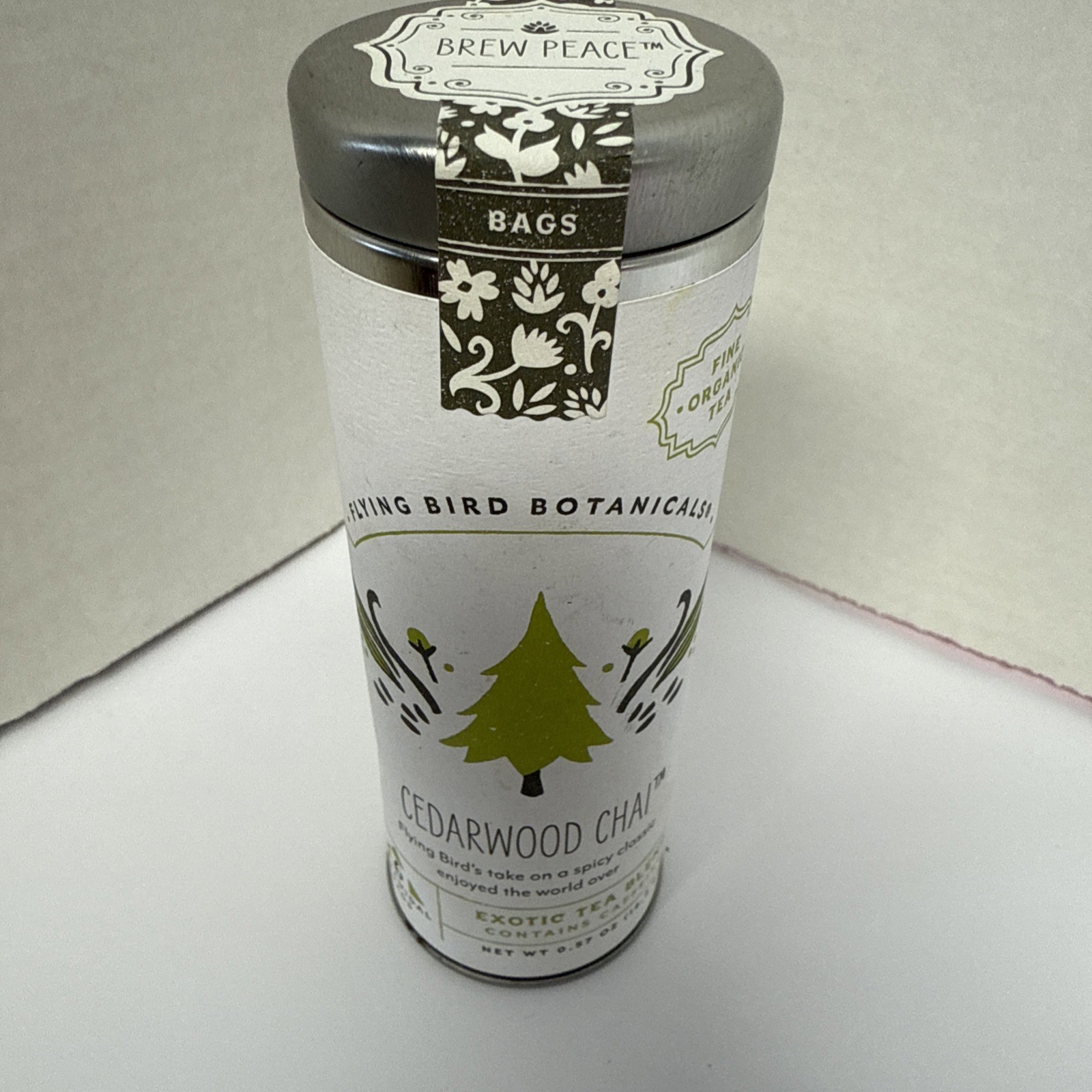 Flying Bird Botanicals Fine Organic Tea Cedarwood Chai 6 Pyramidal Bags