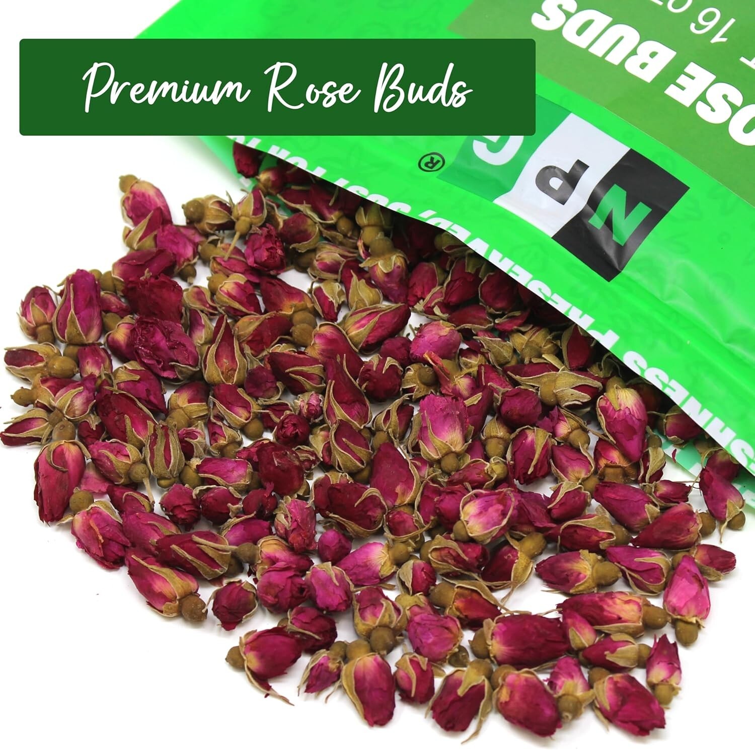 NPG Freeze Dried Rose Buds 16 Oz, Aromatic Rosebuds Herbal Flower Tea