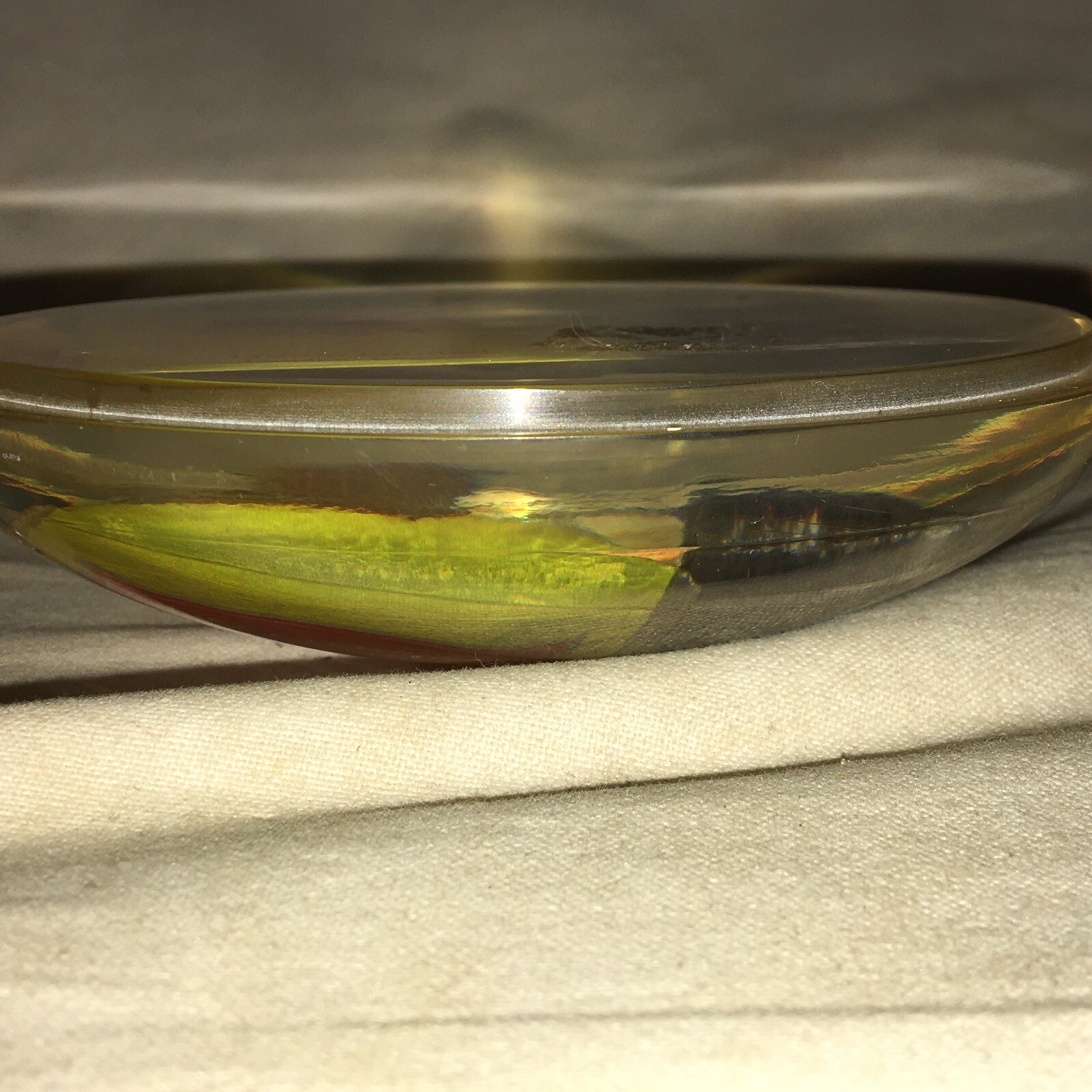 LIPTON BLACK TEA YELLOW LABEL LUCITE PAPERWEIGHT ENGLISH ENGLAND MID CENTURY