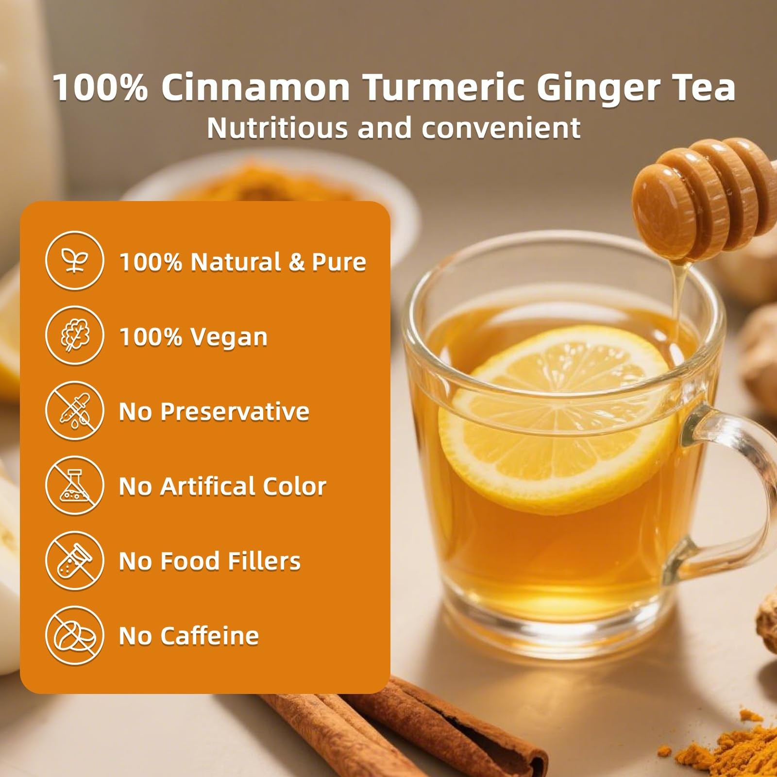 30 Bags Premium Turmeric, Ginger, Cinnamon Blend Tea, Upgraded 30Bags