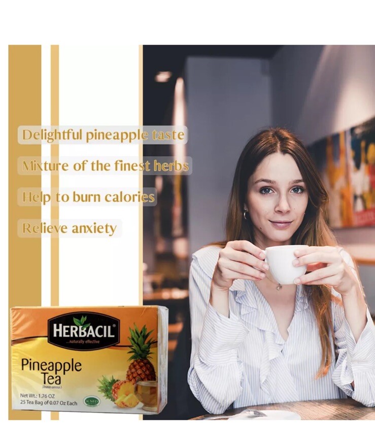 New Herbacil Pineapple, Piña Tea 25 bags FAST SHIPPING