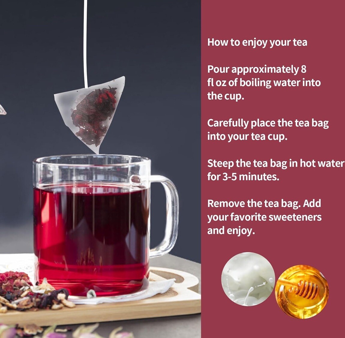 Rilltea Hibiscus Flower Tea Bags 50 💯 Natural