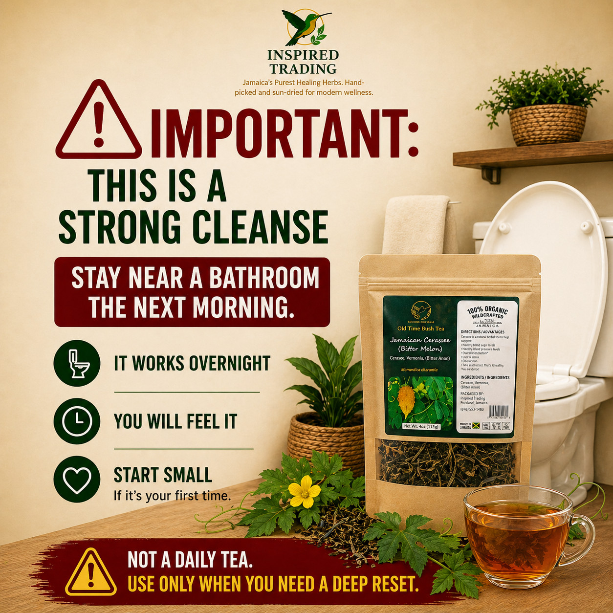 Jamaican Cerasee Tea Organic Bitter Melon Loose Leaf Herbal Available in US & CA