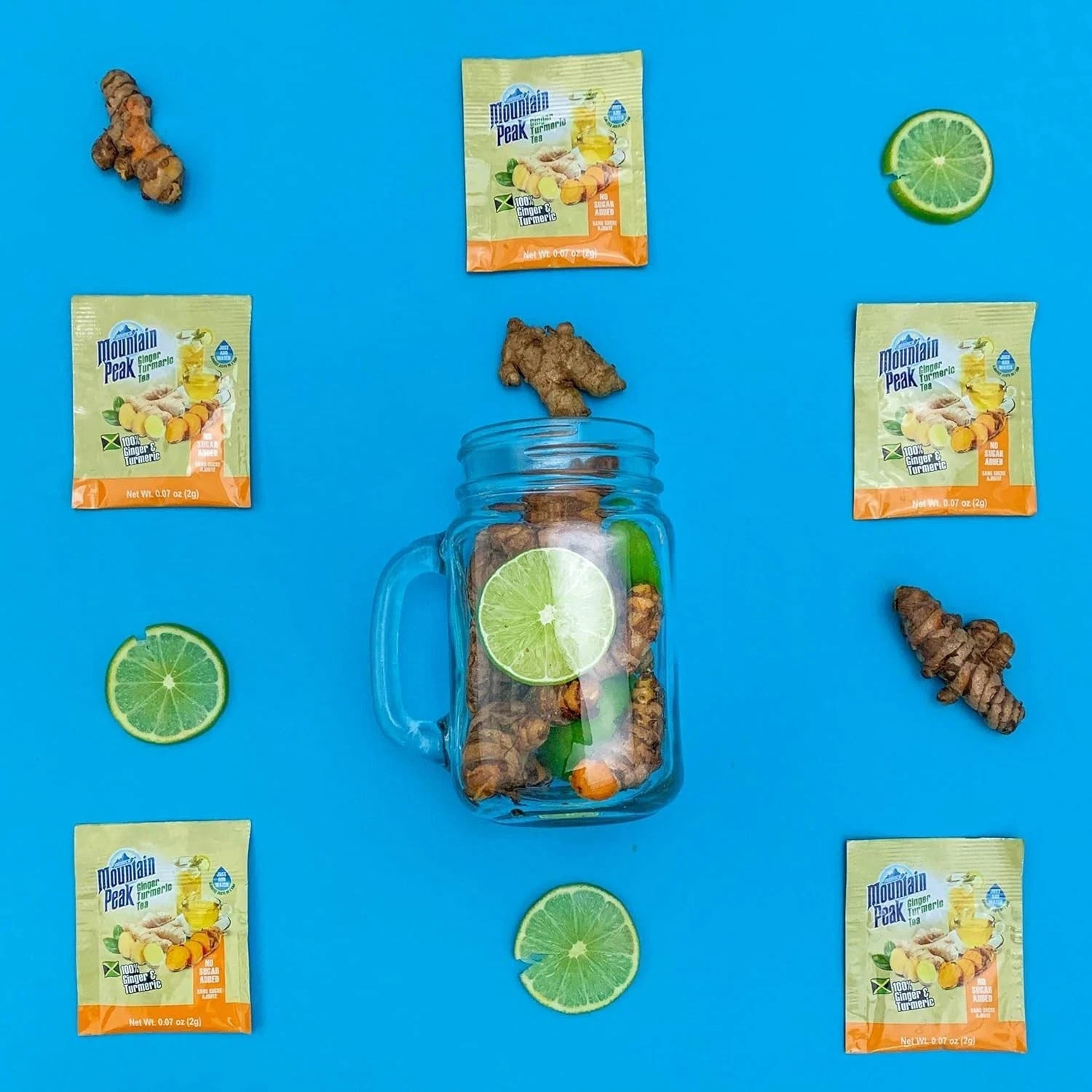 Jamaica Mountain Peak Ginger Turmeric Tea Keto Gluten-Free 20 Sachets Total