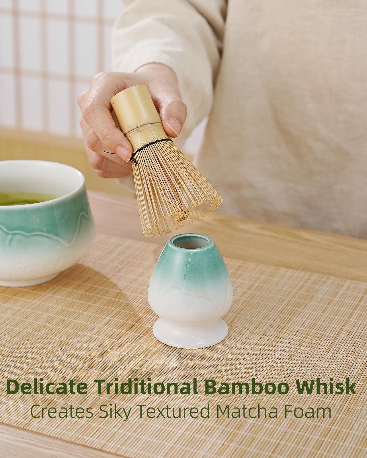 Matcha Whisk Set, 6Pcs Matcha Set Includes Ceramic Bowl, Bamboo Whisk and Cha…