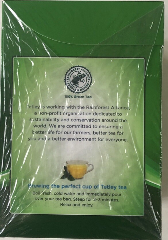 Tetley All Natural Green Tea, 72 Count Tea Bags.Natural. 1 Box