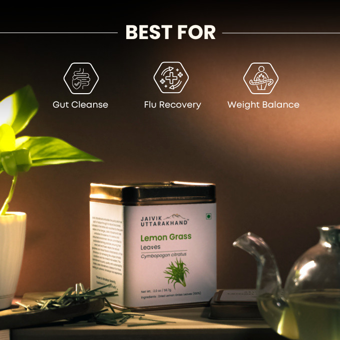 Jaivik Uttarakhand – Lemongrass Tea, Dried Cymbopogon Loose Leaves, fever grass