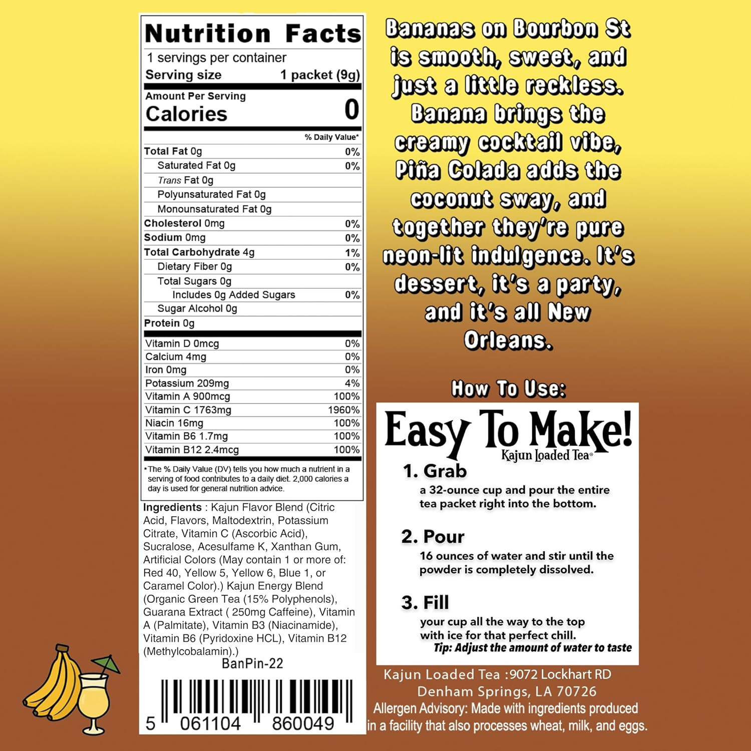 Loaded Tea – Banana Pina Colada Flavor | Sugar Free Energy Powder | Keto