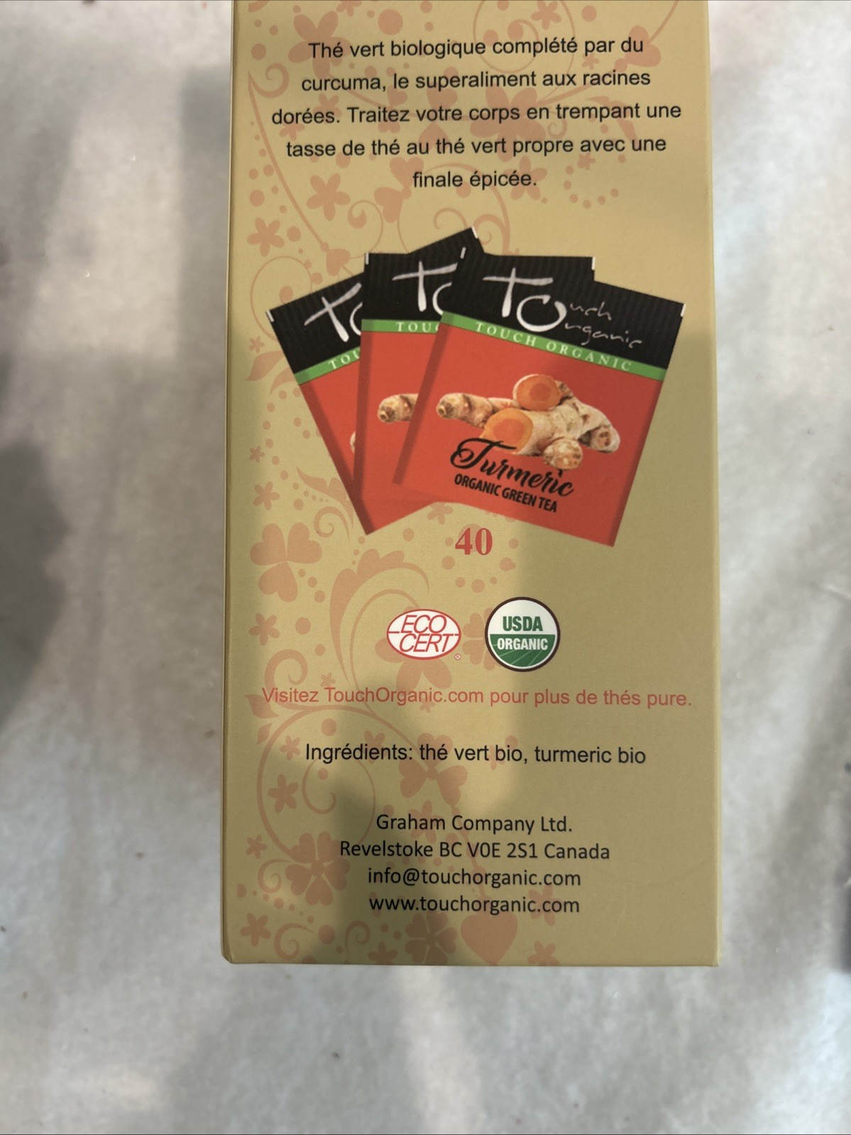 Touch Organic TURMERIC Tea Bags, 40 Bags, 2.5 oz