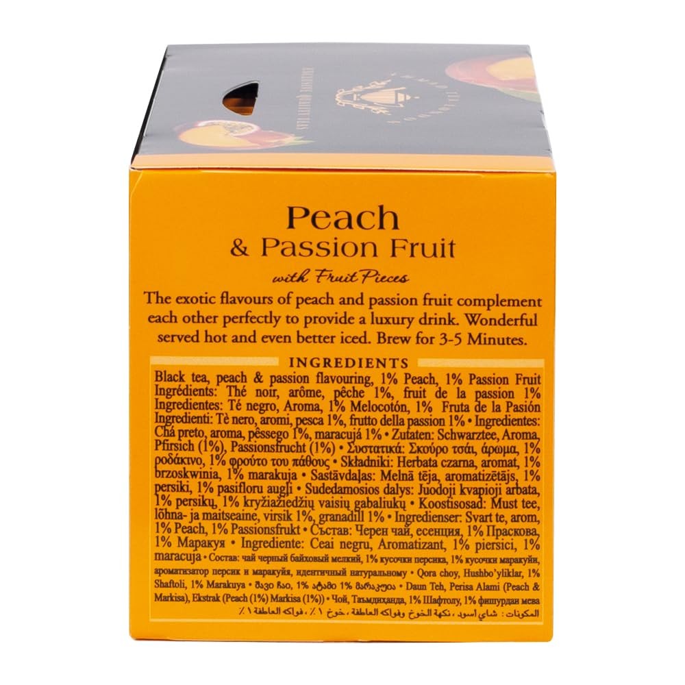 Ahmad Tea Peach & Passion Fruit Black Tea, 20-Count Boxes (Pack of 6)