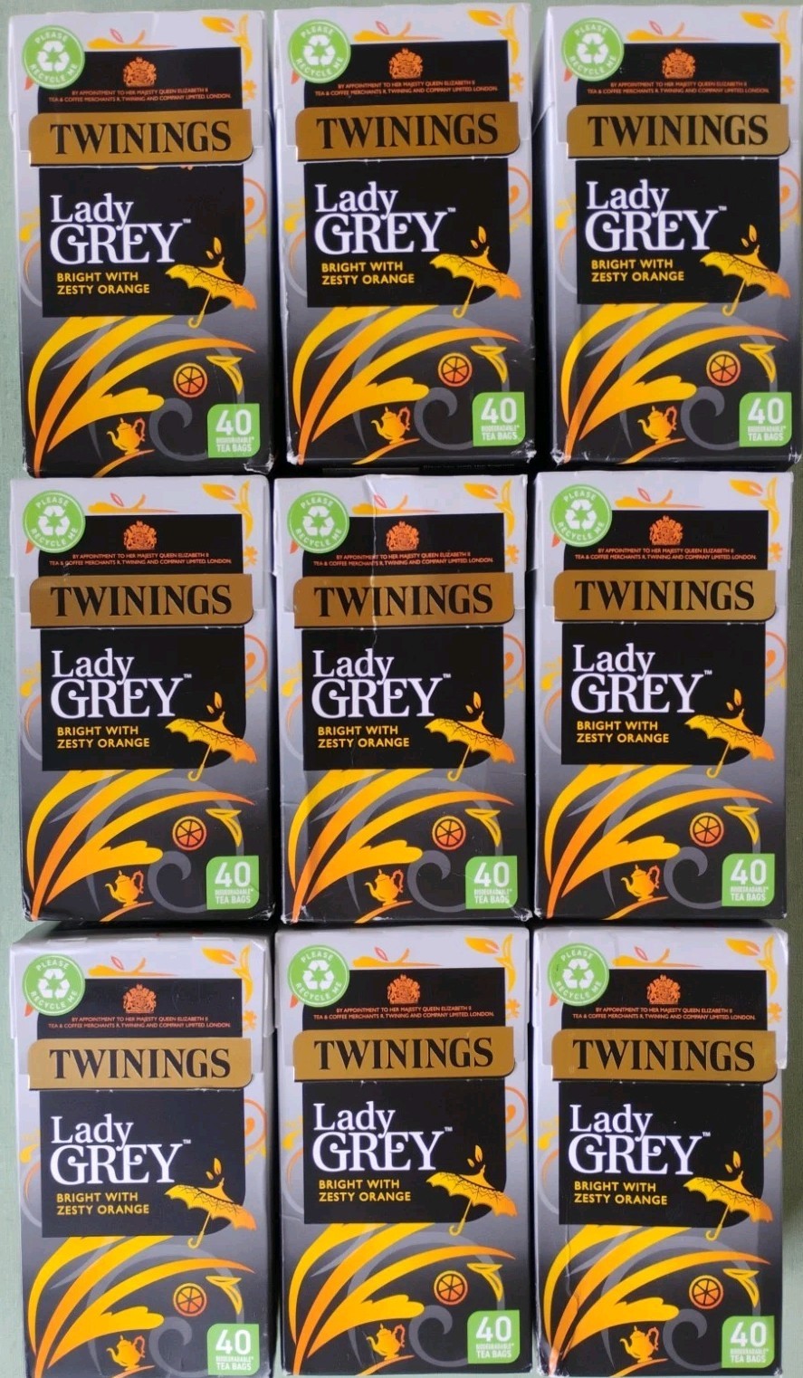 Twinings Lady Grey 40 Tea Bags 9-Pack Exp 06/2026 Damaged Boxes