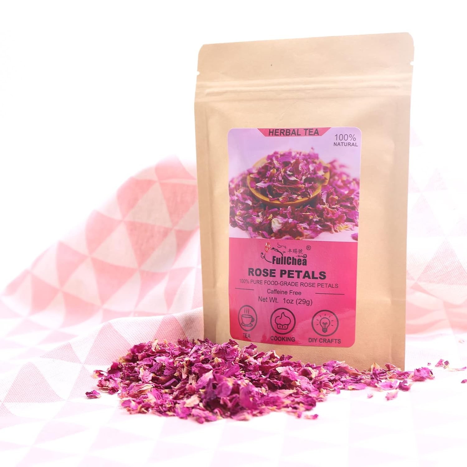 Dried Rose Petals – 1oz/29g – Edible Flowers Real Rose Petals – Non-GMO – Caf…
