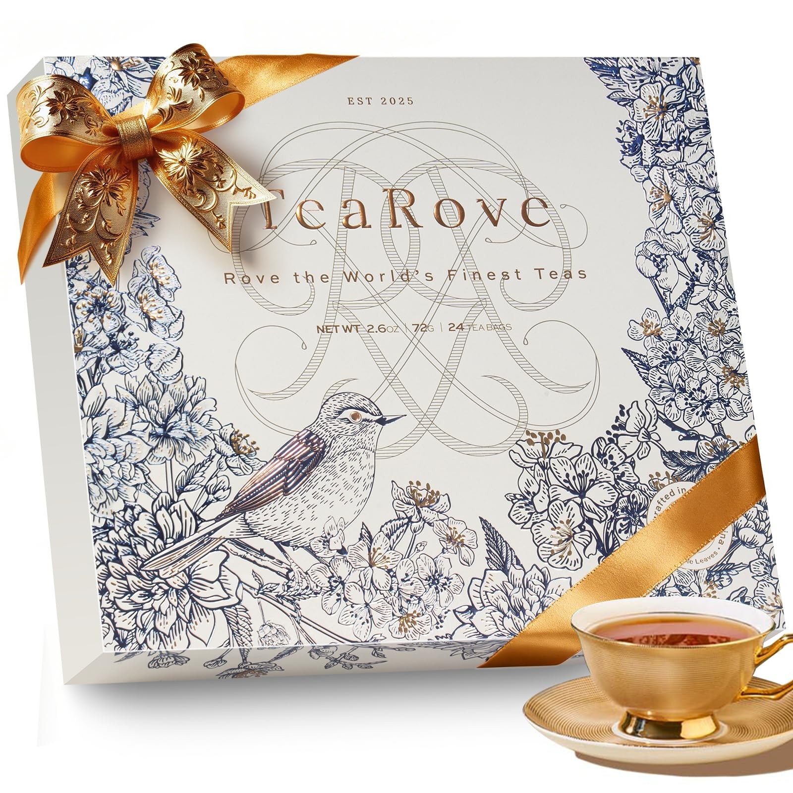 Premium Tea Sampler Gift Set with Gold-Foil Presentation Box, 24 Assorted Var…