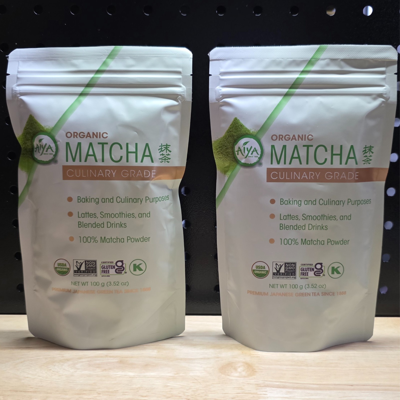 Aiya Certified Organic Culinary Grade Matcha Green Tea Powder, 100 g, LOT OF 2