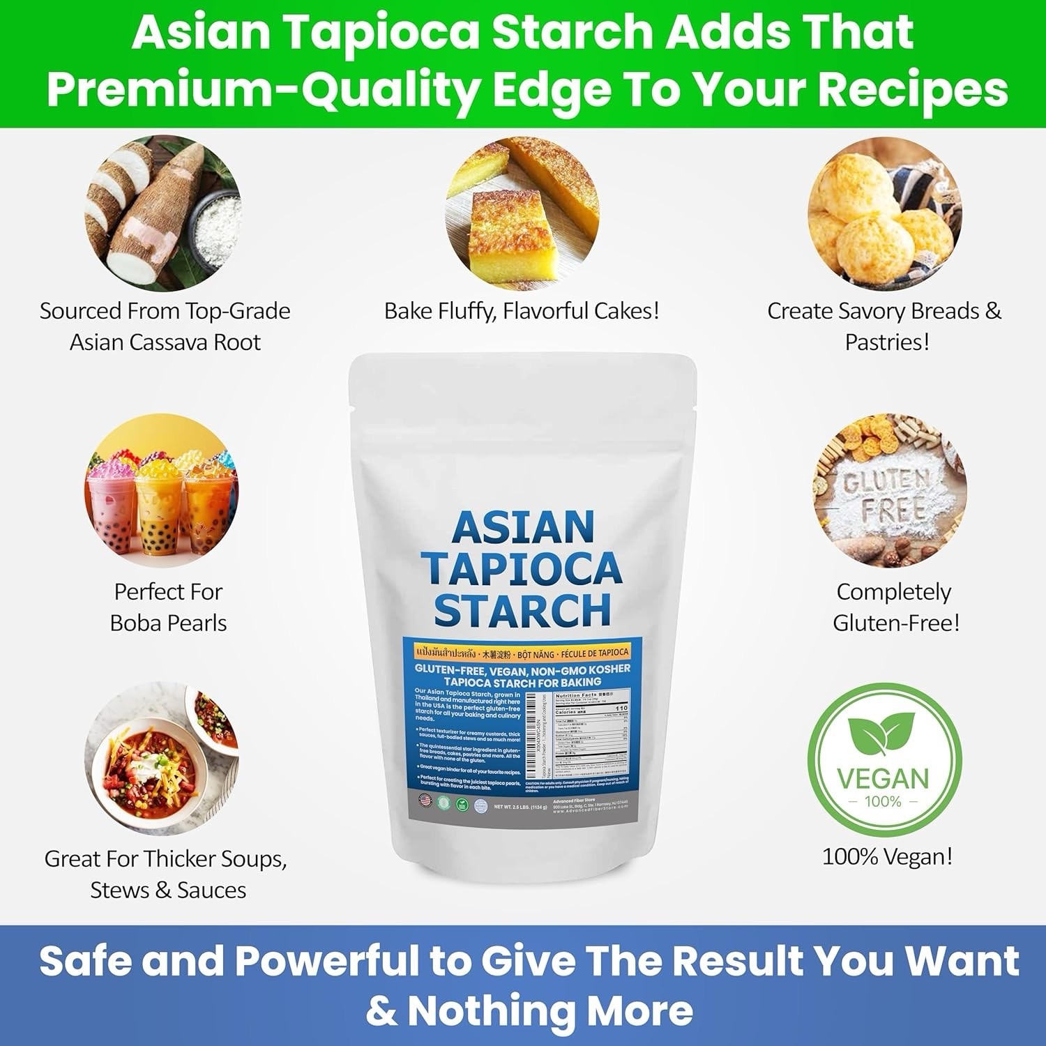 Tapioca Starch (2.5 LB) Gluten-Free GMO-Free for Making Boba Tea Pearls Baking