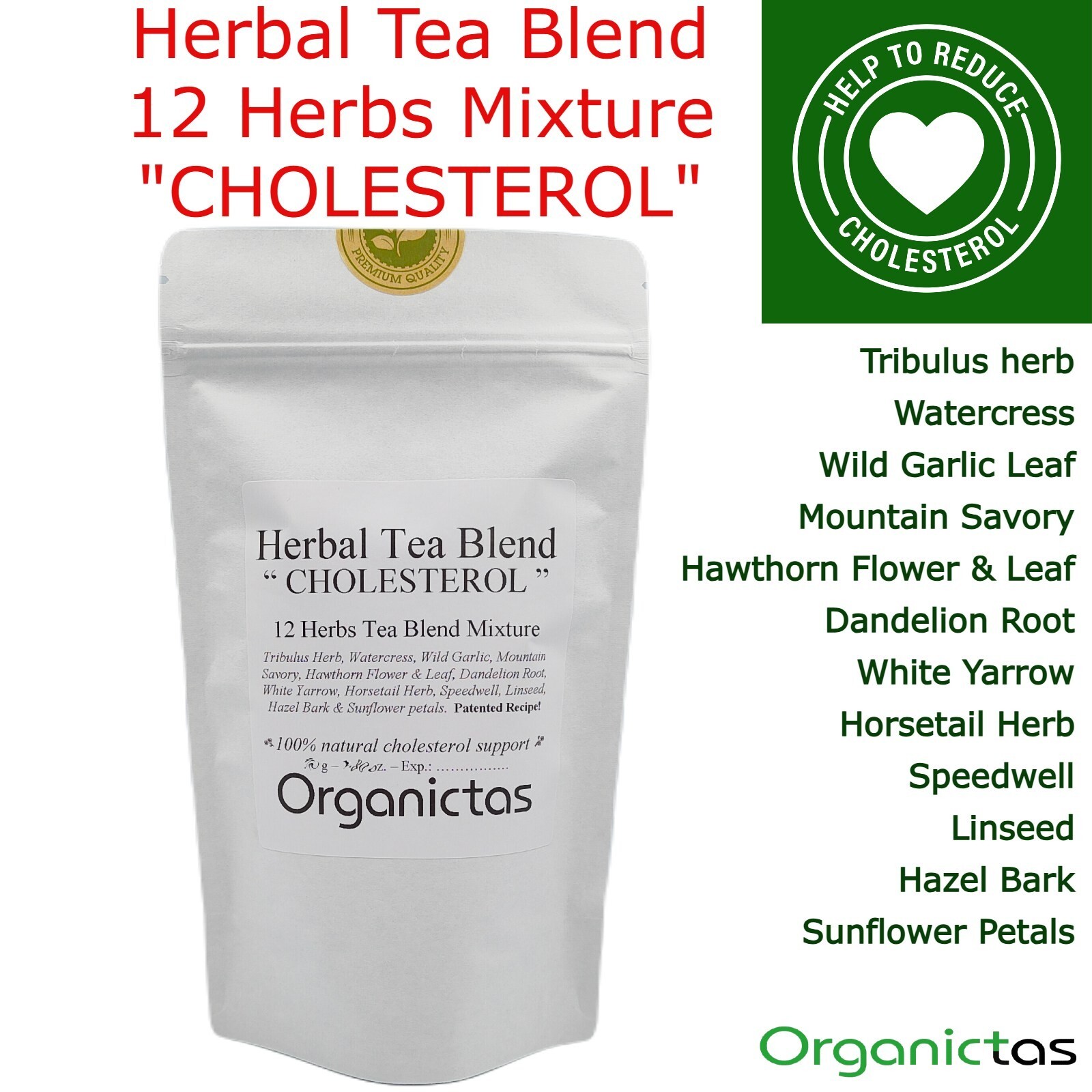 Herbal Tea for High and Bad Cholesterol – 12 organic herbs herbal diet support