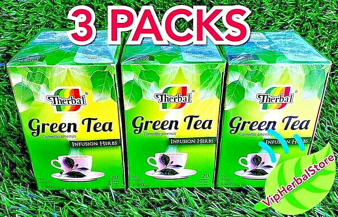 3 Packs GREEN TEA Camellia Sinensis TE VERDE 60 bags Therbal Made in Mexico