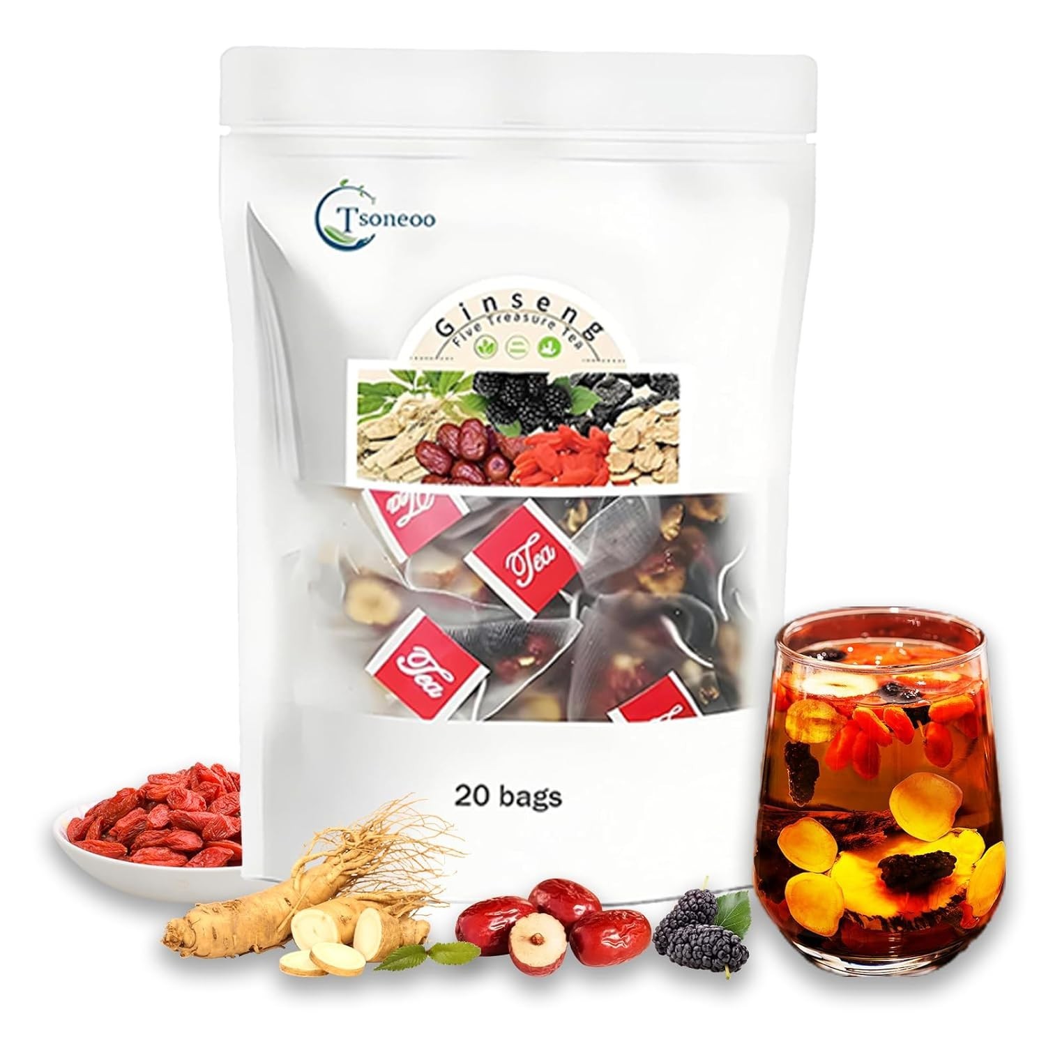 Monbrizz kidney tea formula Ginseng Six treasure tea te divina maca root Goji…