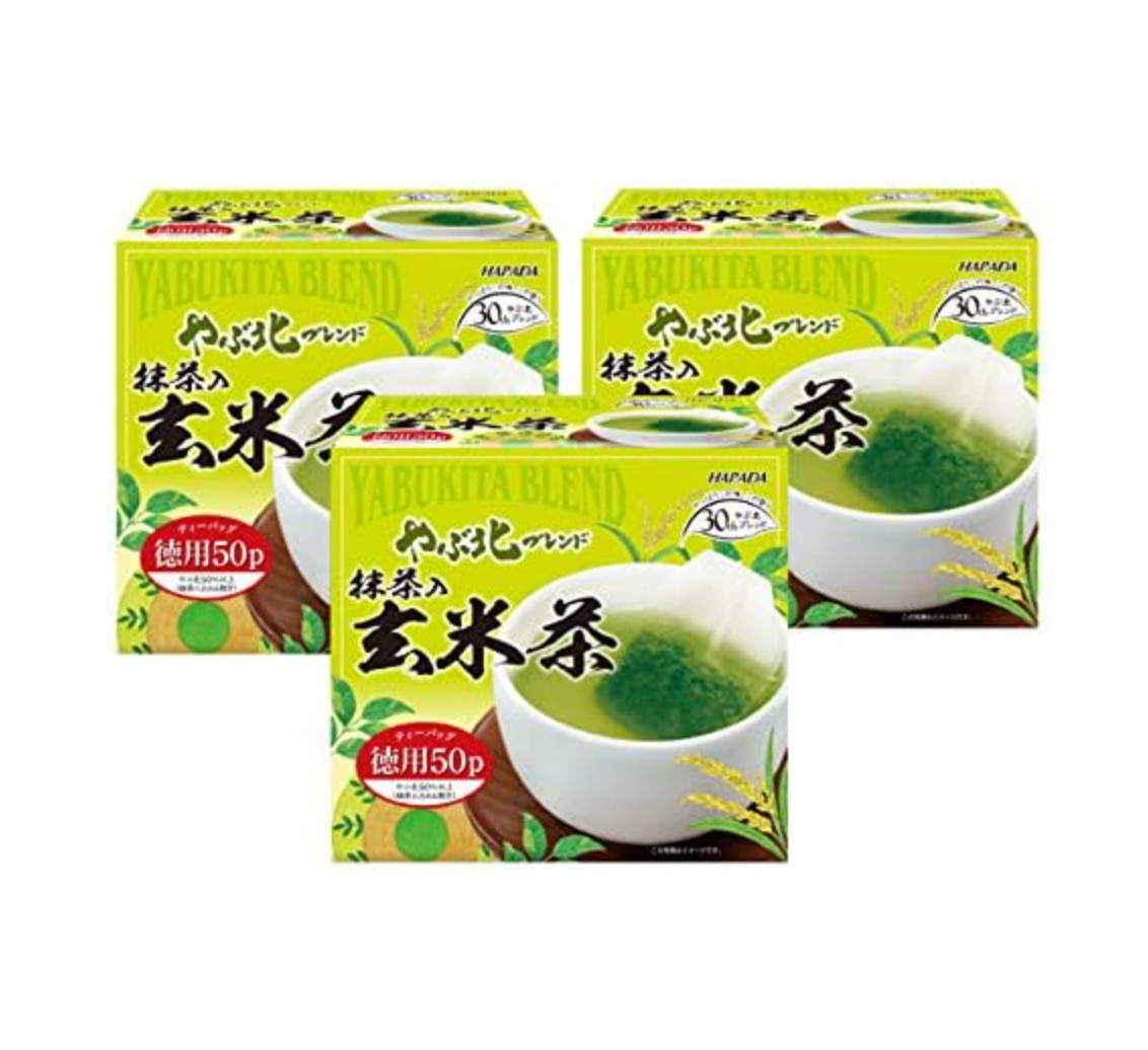 X3 Japanese Harada Yabukita Blend Japanese Genmai Cha Tea Ryokucha 50 Tea Bags