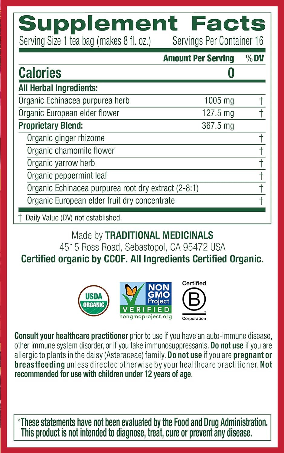 , Seasonal Wellness, Organic, Echinacea Plus, Elderberry,