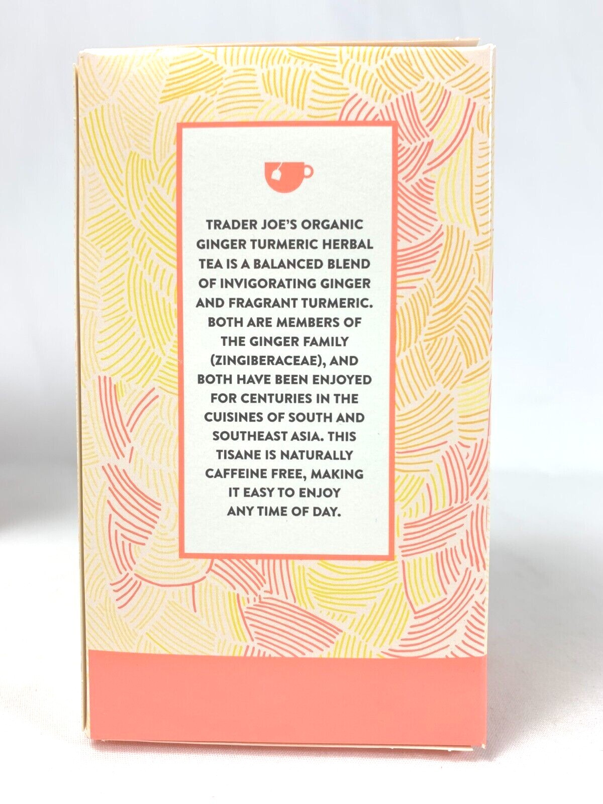 Trader Joe’s Organic Ginger Turmeric Herbal Tea Box Caffeine Free Tumeric