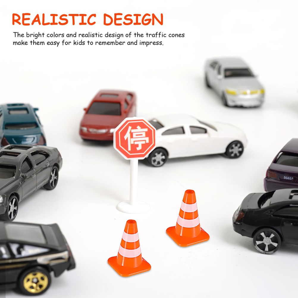 7 Pcs Road Cones Mini Construction Traffic for Kids Warning Signs