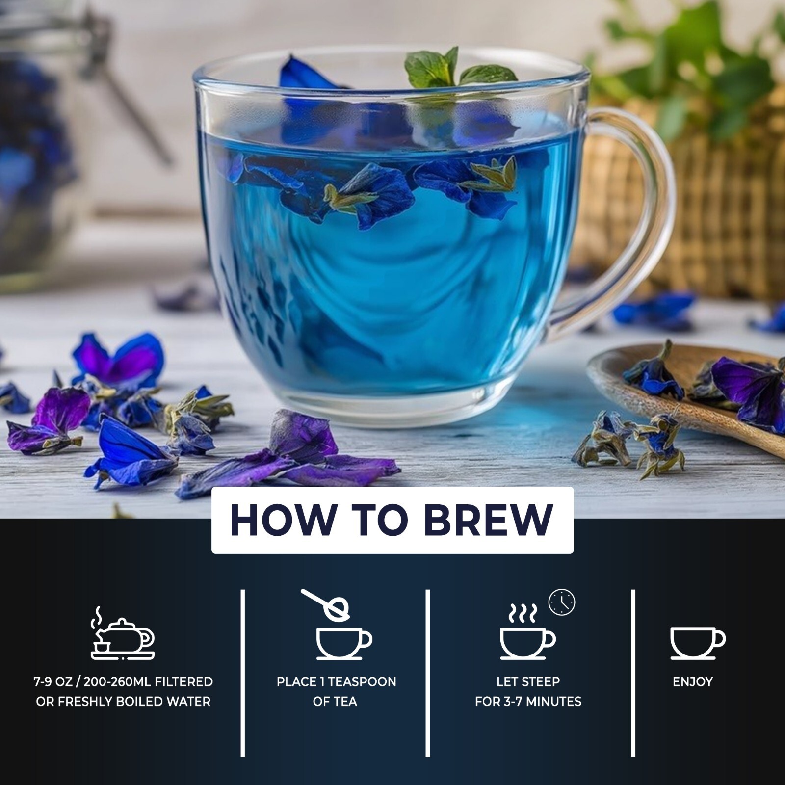 Pea Flowers Herbal Tea – Antioxidants, Loose Leaf Freshly Picked from Thailand