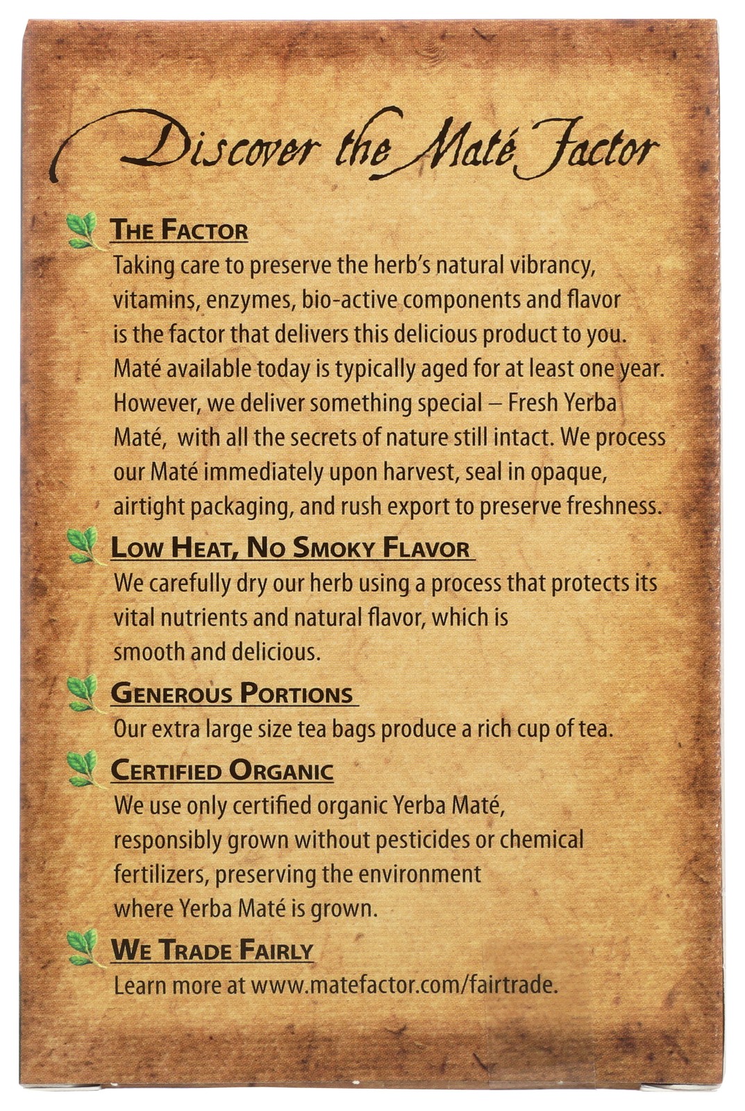 Mate Factor Dark Roast Organic Yerba Tea Bags 20 Count Bag 3 Pack