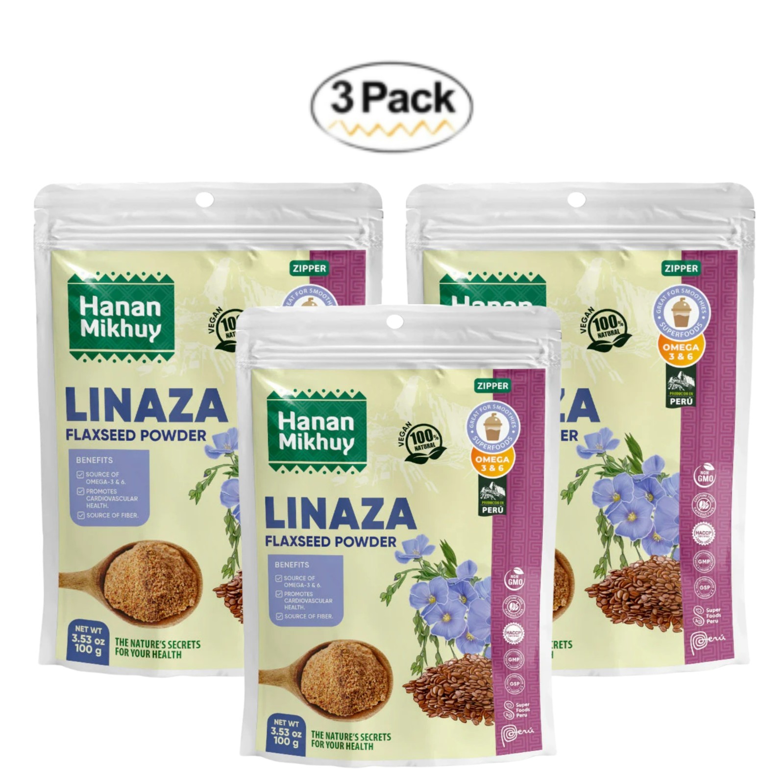 Linaza 100% Natural Flaxseed Powder for Omega-3, Fiber & Digestive Wellness-Peru