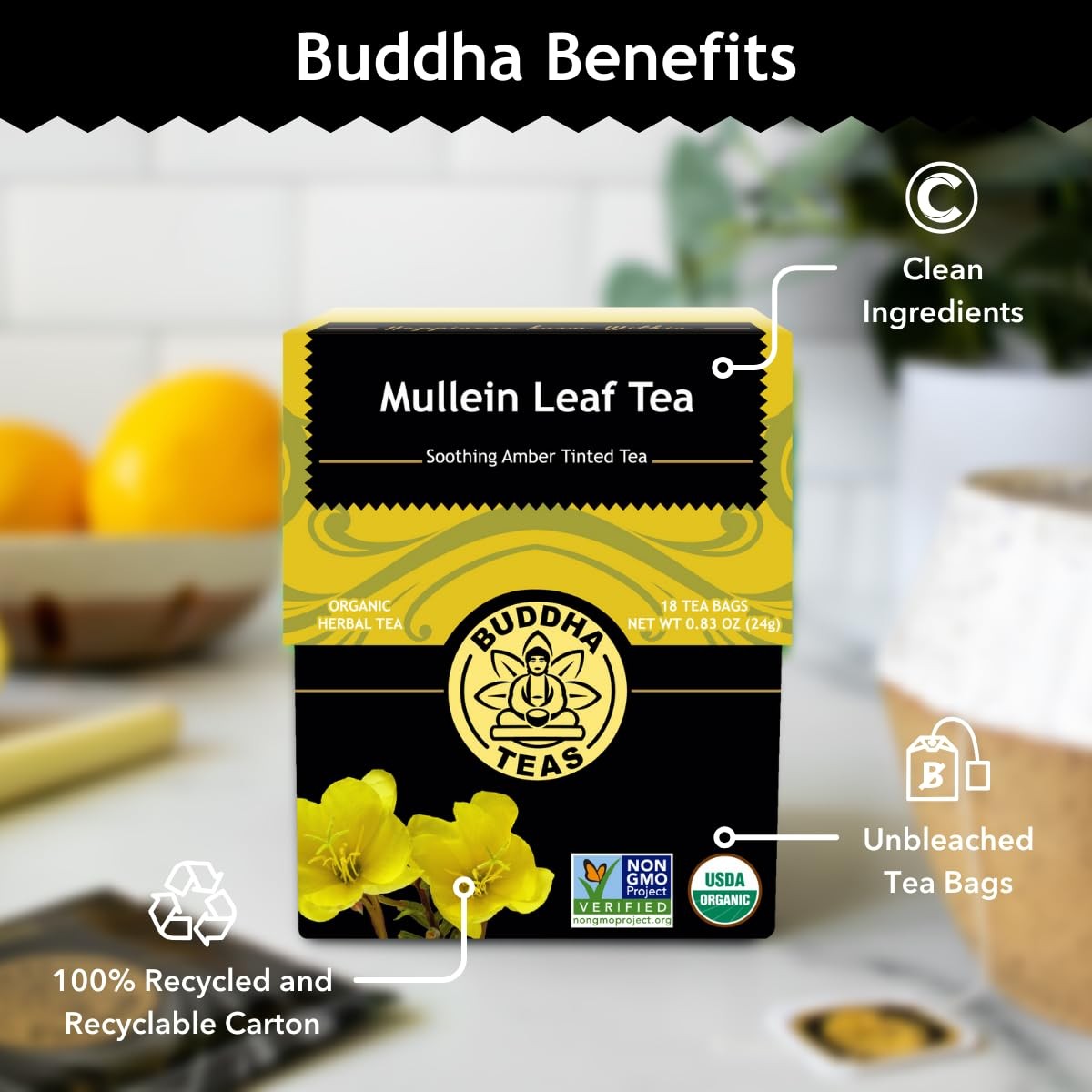 Mullein Leaf Organic Herbal Tea Single Ingredient Warm Amber Hue Mild Earthy