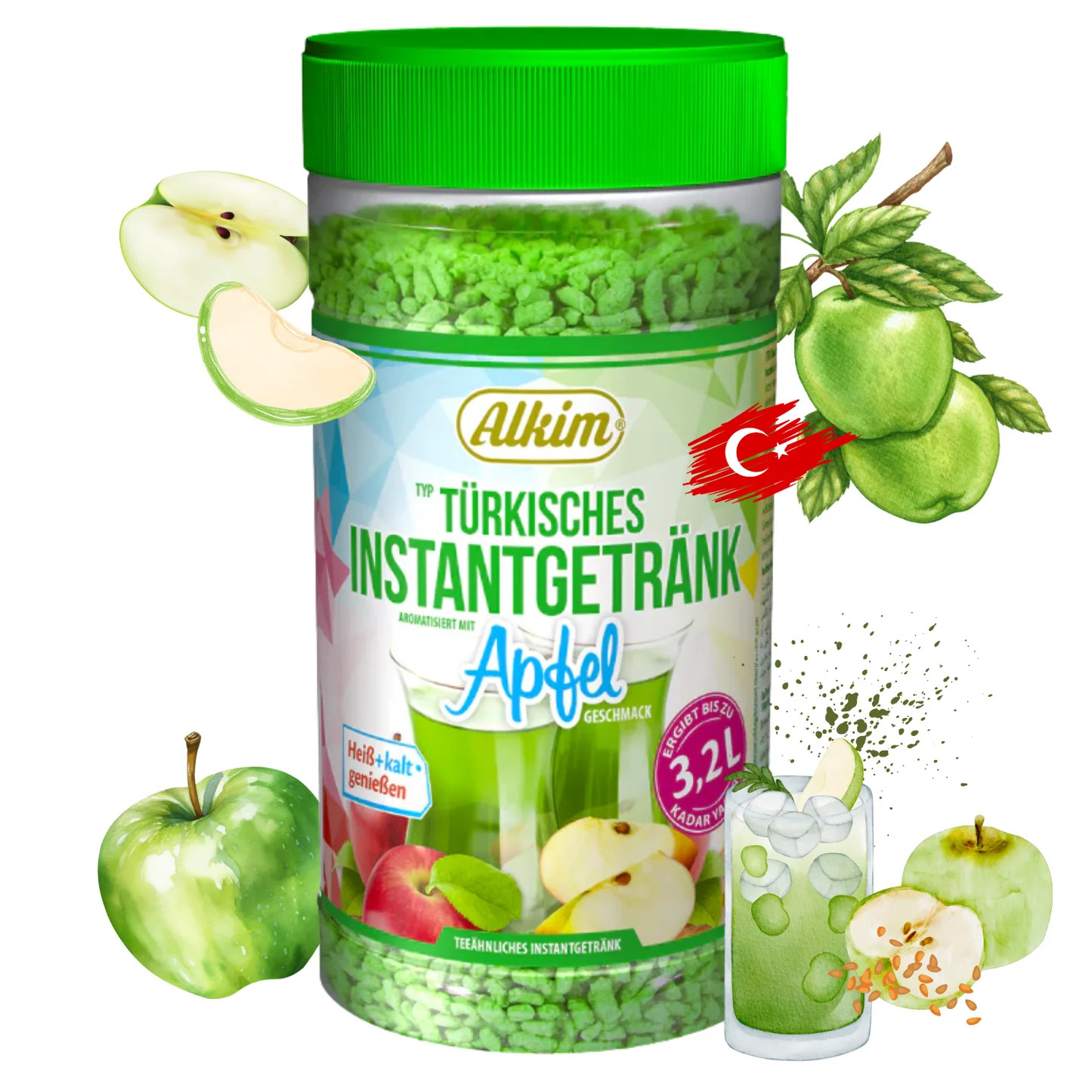 King George Tea Instant Drink: TURKISH APPLE -HOT or COLD 400g FREE SHIPPING